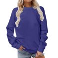 thumbnail image 1 of Yuyuzo Hauts d'Automne pour Femmes Chandails à Col Rond Manches Longues Chandail Uni à Enfiler T-Shirts Coupe Ample, 1 of 4