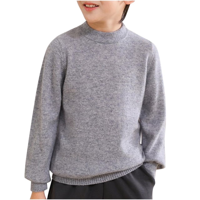MeetoTime 4-18 Years Children's Knitted Undershirt Solid Color Thick Half High Neck Long Sleeved Pullover Top