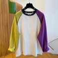 thumbnail image 2 of Baberdicy Plus Size Color Block T-Shirts - 2025 Long Sleeve Loose Tops (Spring/Autumn Layering Essentials, Casual Base Shirt) Purple 4XL, 2 of 3