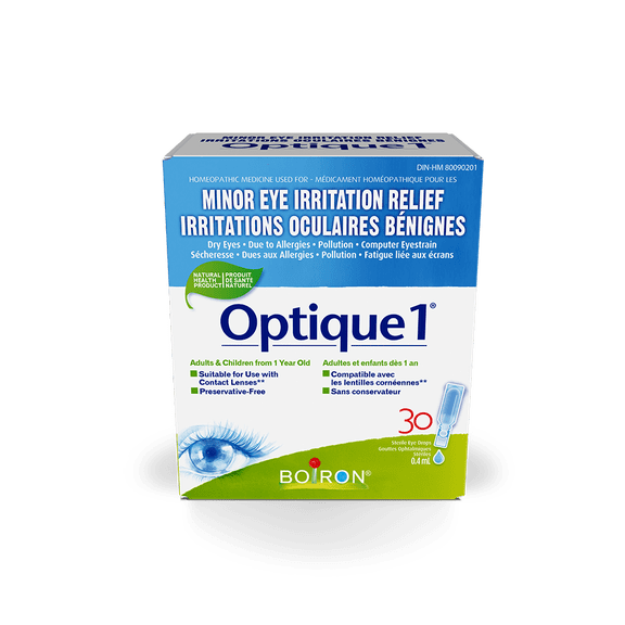 Boiron Optique 1 – Gouttes Oculaires Homéopathiques pour Soulager les Yeux Secs, Qui Démangent Ou Rouges, 30 Unités