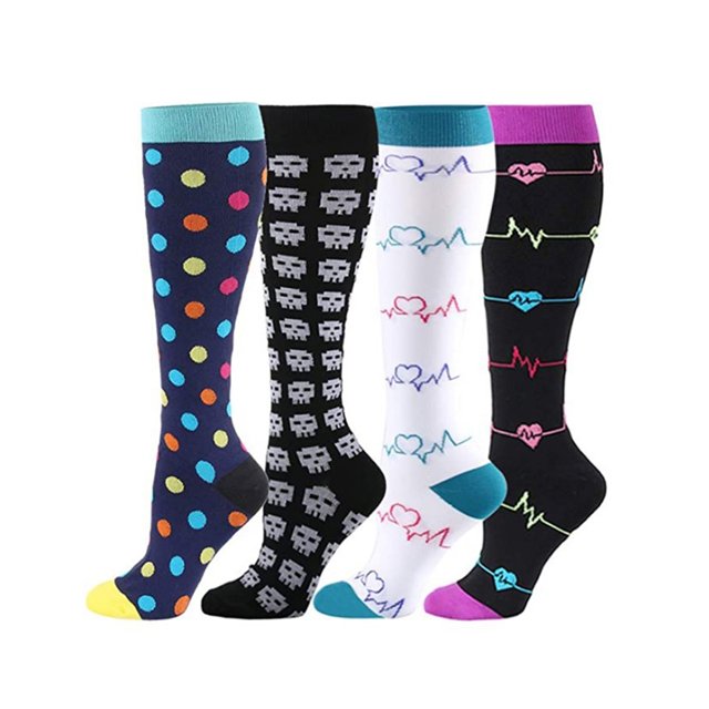 CAROOTU Chaussettes de Compression pour Femmes et Hommes Chaussettes de Circulation-Compression 20-30 mmHg pour la Course à Pied Infirmière de Sport