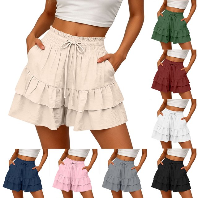 Sentmoon Bermuda Shorts for Women High Waist Shorts for Women Plus Size Stretchy Solid Color Regular Fit High Waisted Shorts Women with Pockets Delightful S-2XL
