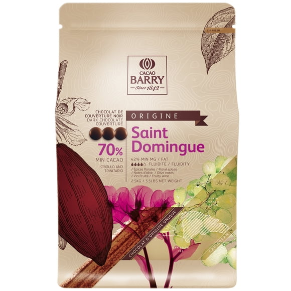 Cacao Barry Origine Pistoles au Chocolat Noir 70 % Saint Domingue 5,5 lb