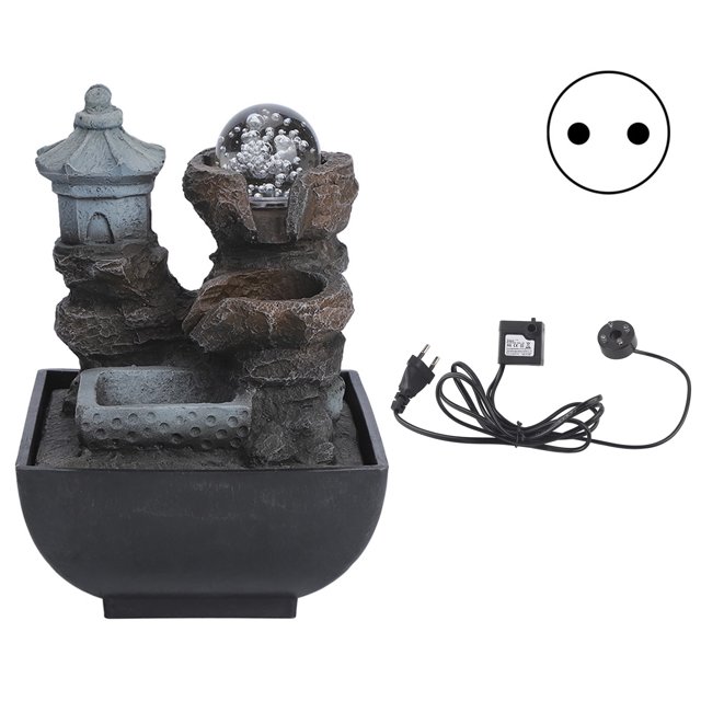 Fontaine de Bureau Éclairée à DEL, Fontaine de Bureau à DEL, Déco de Bureau Forme Unique Conçue pour le Paysage de Maison et Bureau Décoration Feng Shui Type 9111 Prise UE 220 V