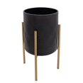 thumbnail image 2 of S/2 AZTEC PLANTER ON METAL STAND, BLACK/GOLD, 2 of 3