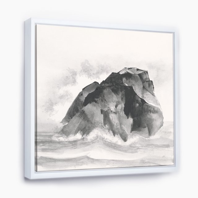 Solitary Rock - Lake House Framed Canvas