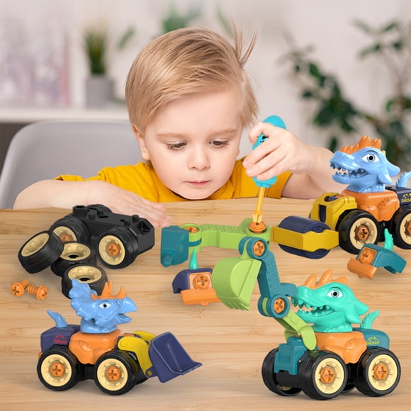 Boys Toys Cars Toys,Toys Cars for Boys,Remote Control Car Toy,4Pack Dinosaur Construction Truck Toys Educational Take Trucks,Engineering Car Dinosaur Toys for Boys 2 3 4 5 6 Year Old Birthday Gift