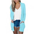thumbnail image 1 of AherBiu Womens Cardigan Tops Long Sleeve Open Front Mid-Long Outwear with Pockets Spring Clothes, 1 of 5