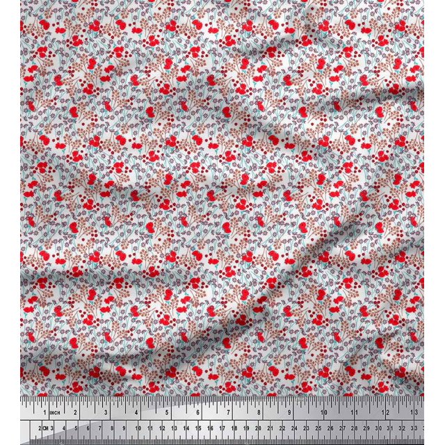 Soimoi Crepe Silk Fabric Flower Artistic Print Fabric by Yard 42 Inch Wide