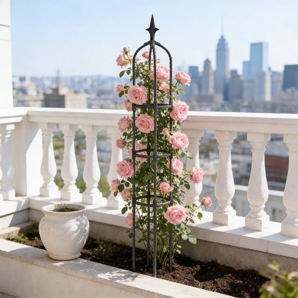 Tall Garden Obelisk Trellis,Tower Garden Obelisk Trellis for Climbing Plants,Rustproof Metal Potted Plant Climbing Support for Indoor Outdoor Flowers Vegetable Fruits Vines Support,Black