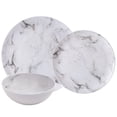 thumbnail image 1 of Safdie & Co. Shiny Marble Melamine Dinnerware 12PC Set White, 1 of 2