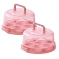thumbnail image 1 of Oleegame 2PC Tin Foil Roll Cake Container Plastic Cover Lid Cake Cupcake Holder Portable Round Two Base For Cookies Fruit Etc, 1 of 9