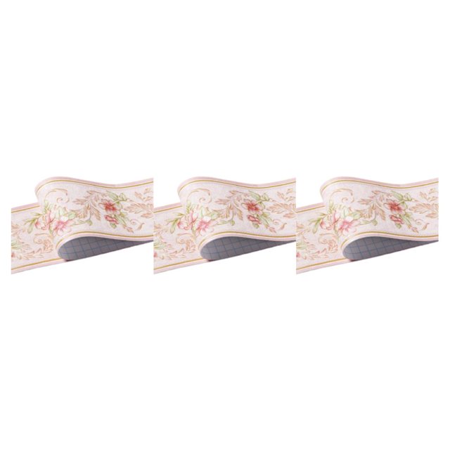 Decodeary Wood Marbling SelfAdhesive Skirting Line Exquisite Workmanship And Retro Fashion PVC Waterproof Waist Line For Wall PVC pink garden 3Set