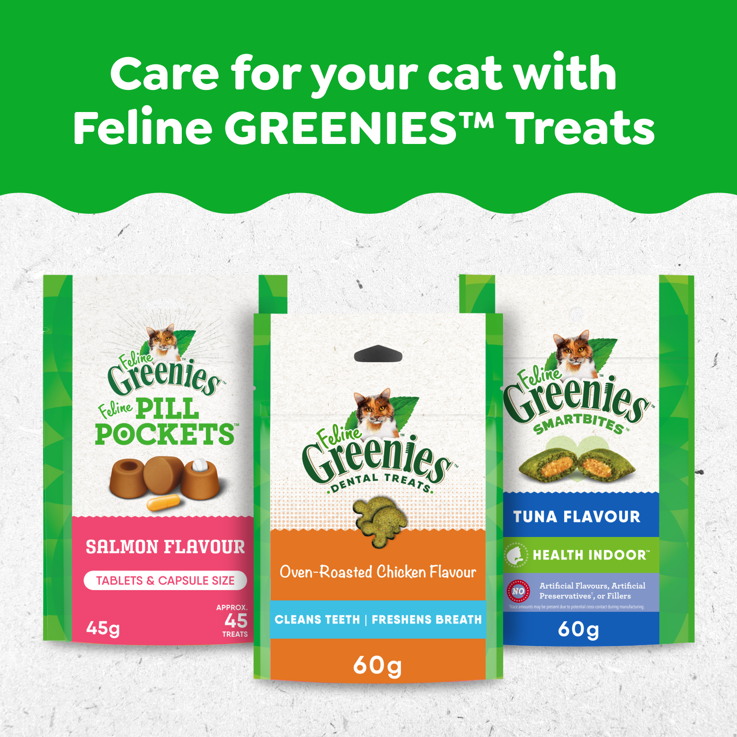 Gâteries dentaires pour chats adultes FELINE GREENIES saveur de poulet rôti au four en format très économique, contenant de 595 g (21 oz)