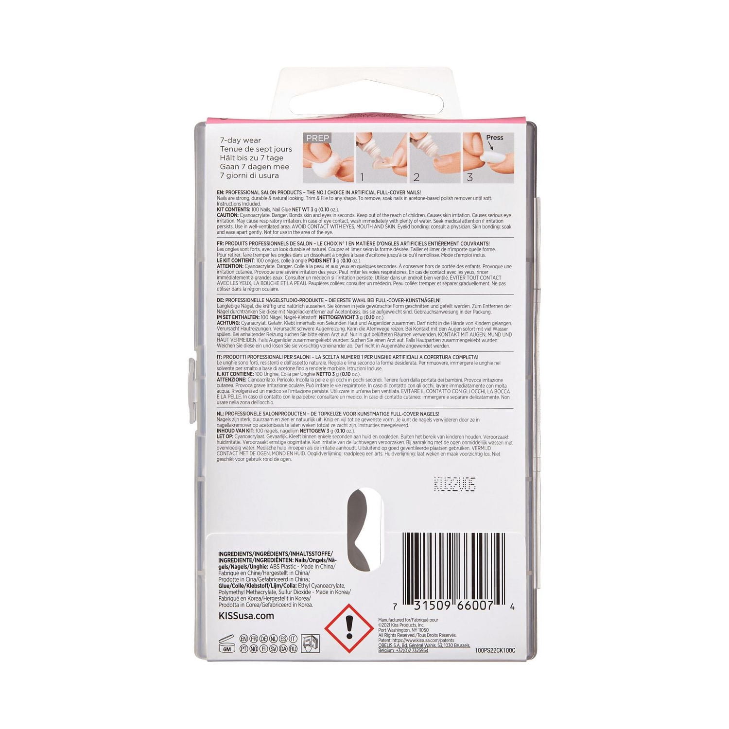 Kiss 100 faux ongles - Longs, modèle Stiletto