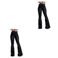 thumbnail image 4 of pitrice Women Wide Leg Jeans High Waist Flared Pants Solid Color Strap Spring Summer Hip-Lifting Ladies Trousers For Office Black L 2Set, 4 of 6