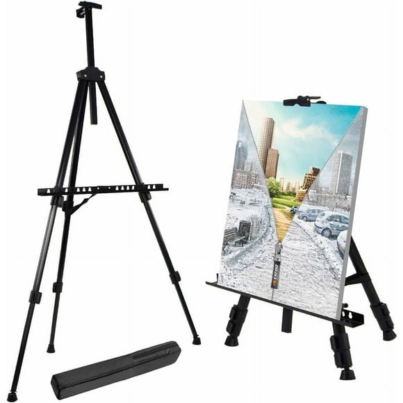 Dinheiro Reinforced Artist Easel, Extra Thick Aluminum Metal Display Easel 21" to 70" Height Adjustable with Portable Bag for Floor/Tabletop Drawing and Display./Painting