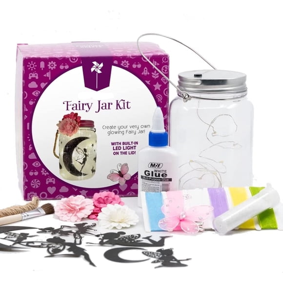 DEBGFS Fairy Jar Kit - Fun DIY Kids Arts and Crafts - Fairy Lantern Craft Kit for Girls Ages 6 Years Old - Make Your Own Night Light, Room Decor & Outdoor Lantern - Gift for All Occasions