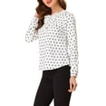 thumbnail image 4 of INSPIRE CHIC Blouse Chemise à Manches Longues à Col à Volants pour Femmes, Rentrée Scolaire, Saint-Valentin, TP, Blanc, Noir à Pois, 4 of 8