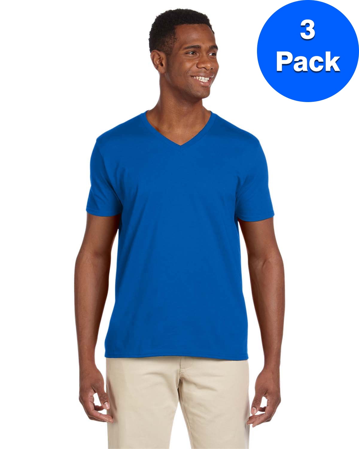 Gildan Men's Softstyle V-Neck T-Shirt - G64V (Pack Of 3)