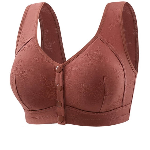 Bras for Women, Womans Solid Color Front Buckle Elastic Style Medium Sized Bra Without Steel Rim