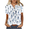 thumbnail image 1 of Cameland T-Shirt à Manches Courtes Décontracté d'Été pour Femmes, à Boutons, Col Rond, Chandail Blouse Hauts, 1 of 5