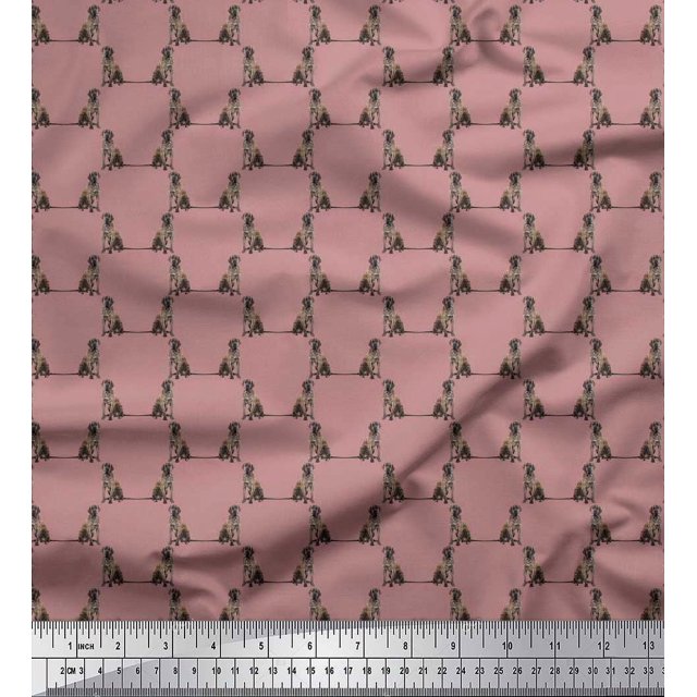 Soimoi Moss Georgette Fabric Cane Corso Dog Print Fabric by The Yard 42 Inch Wide