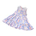 thumbnail image 1 of Yanlir Robe Confortable pour Bébé Fille, Enfants, Sans Manches, à Volants, Imprimé de Fleurs Douces, Col Rond, Robe Mi-Mollet pour Tenues Adorables 2-10 Ans (Bleu Clair, 9-10 Ans), 1 of 4