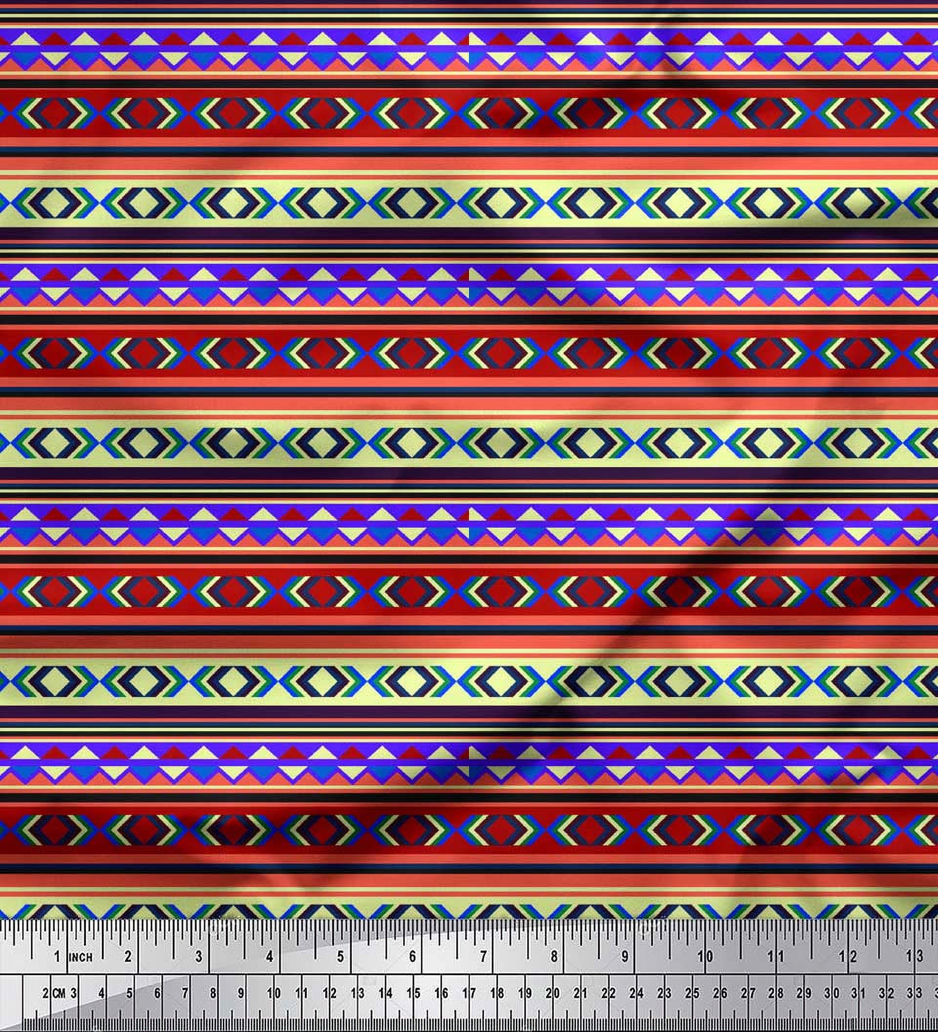 Soimoi Cotton Duck Fabric Aztec Geometric Printed Craft Fabric by the Yard 56 Inch Wide