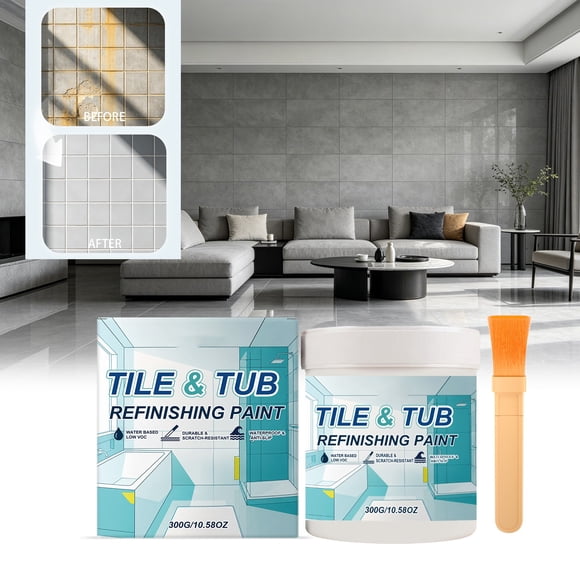 Clear Tile and Tub Refinishing Kit, Water-BasedCoating, Fast-Drying Flexible WaterproofPaint for Bathroom