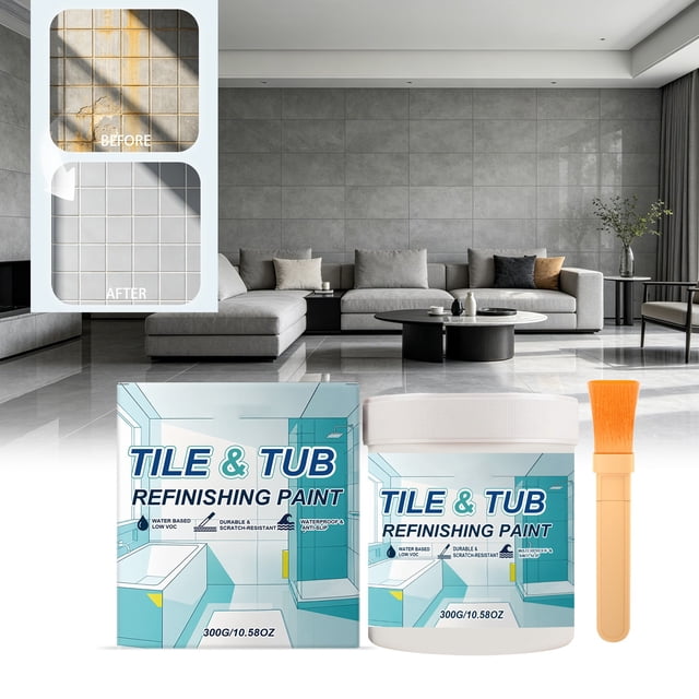 Clear Tile and Tub Refinishing Kit, Water-BasedCoating, Fast-Drying Flexible WaterproofPaint for Bathroom