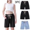 thumbnail image 2 of Rbaofujie Shorts pour Filles, Course, Shorts d'Entraînement au Gym pour Enfants, Shorts de Sport en Coton à Cordon, 2 of 9