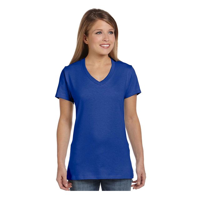 Hanes Ladies Ringspun Cotton Nano-T V-Neck T-Shirt, Style S04V
