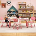 thumbnail image 4 of Gymax Kids Height Adjustable Table and 4 Chairs Set with Graffiti Desktop Pink, 4 of 10