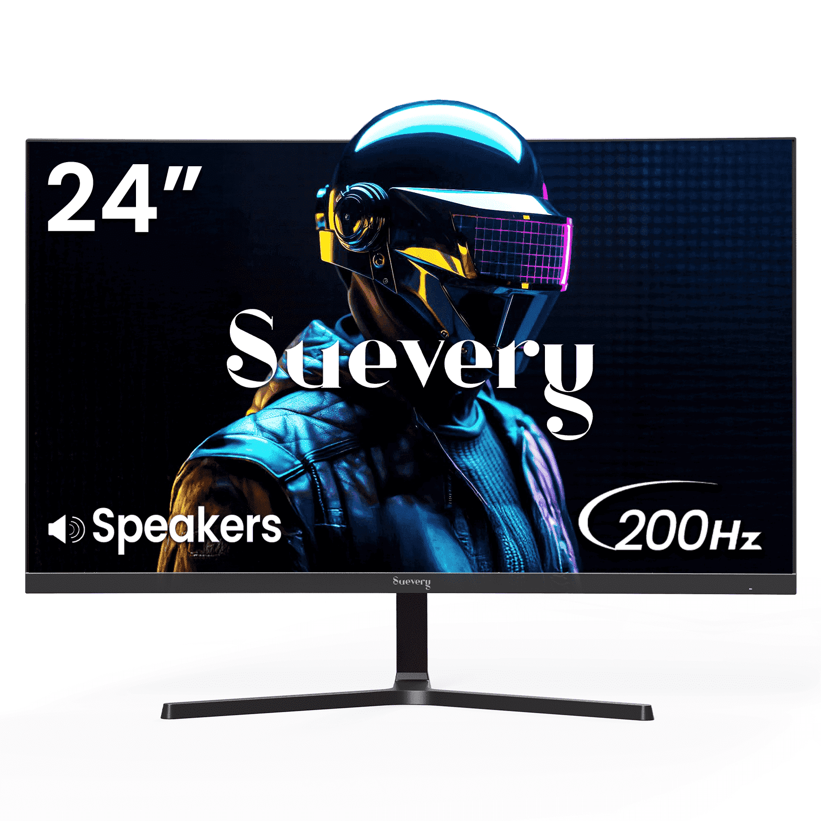 Suevery 24" 200Hz Gaming Monitor, FHD Computer Monitor, Built-in Speakers, 120% sRGB, FreeSync, Black