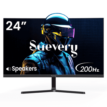 Suevery 24" 200Hz Gaming Monitor, FHD Computer Monitor, Built-in Speakers, 120% sRGB, FreeSync, Black