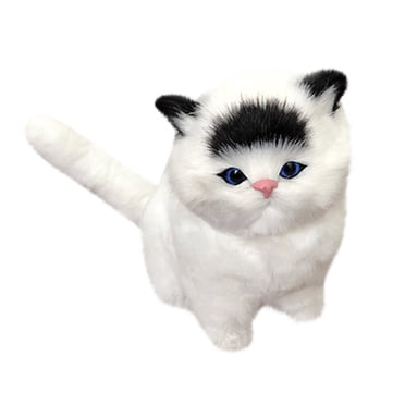 Realistic Meowing Cat Plush Toy Lifelike Stuffed Animal Interactive Cat Doll With Sound Kids Birthday Gift Soft Plush Kitty Toy For Kids Home Decor 6 Oz