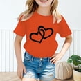 thumbnail image 2 of PMVFHDE T-Shirts Fille T-Shirt Enfant Filles Mignon Graphique Col Rond Manches Courtes Tee Été Décontracté T-Shirt Orange, 8-9 Ans, 2 of 5