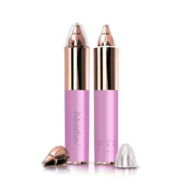 iMusthav Portable Eyebrow Hair Remover Trimmer: Painless Electric Razor for Eyebrows, Nose, and Ear Hair. 18K Gold-Plated with 360° LED Light.