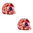 thumbnail image 2 of VONKY Japanese Drawstring Bag Coin Purse Food Pouch Durable and Portable Red 14x12x16cm 2Set, 2 of 6
