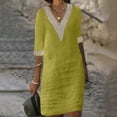 thumbnail image 1 of Weiqiqre Robes pour Femmes 2024 Mode Femmes Été Décontracté Col en V Couleur Unie Manches Courtes Robe Rabais, 1 of 5