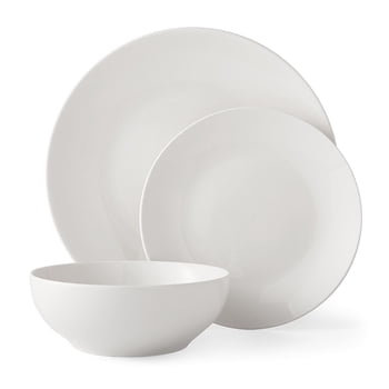 Mainstays Glazed White Stoneware Dinnerware Set, 12-Pieces