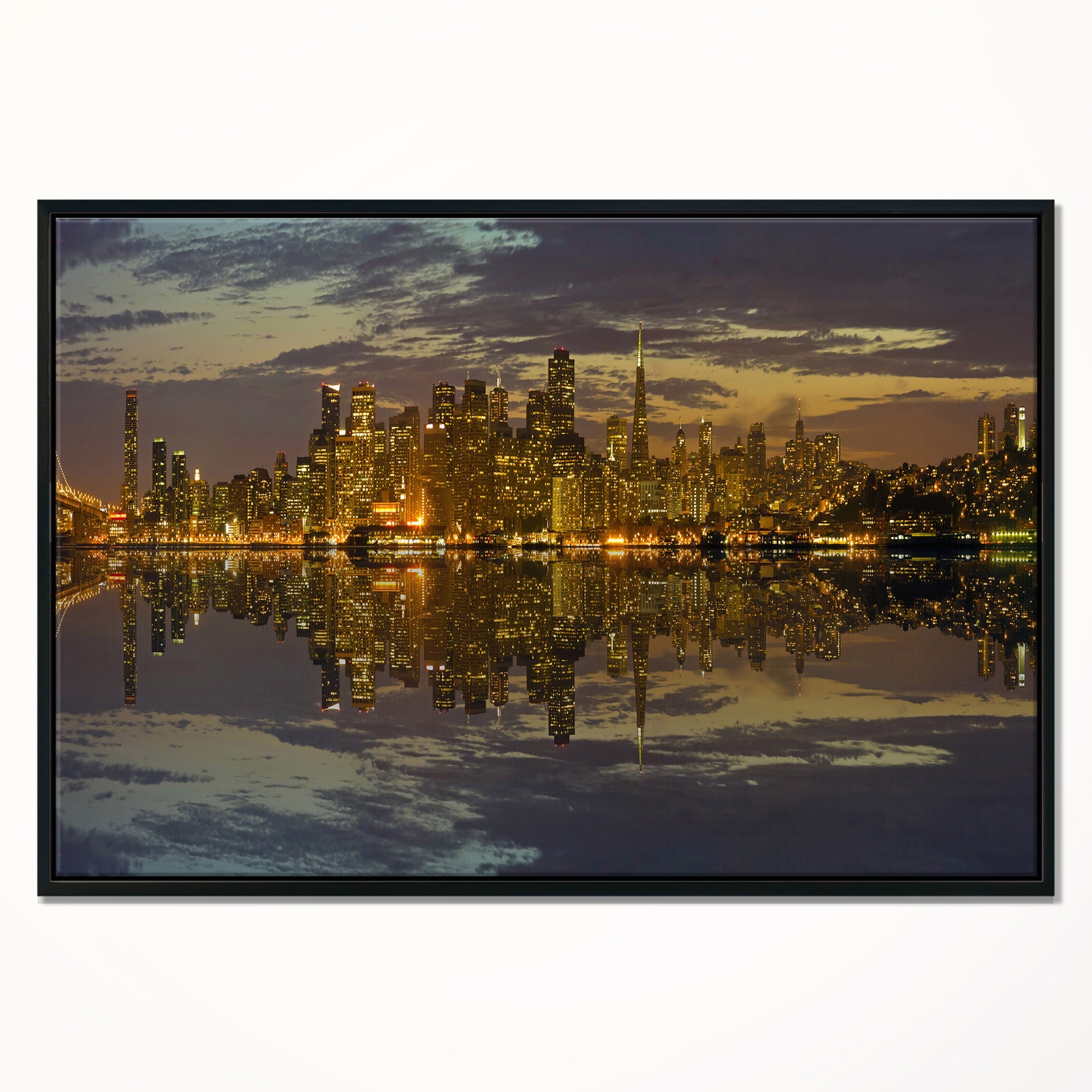 Design Art San Francisco Au Coucher Du Soleil Panorama  Sur Toile Encadrée