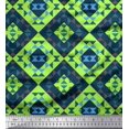 thumbnail image 1 of Soimoi Green Cotton Cambric Fabric Check & Geometric Print Fabric by the Yard 42 Inch Wide, 1 of 5