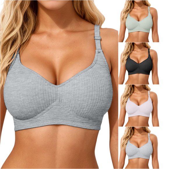 Seamless Wireless Bra Removable Double Straps Full Coverage Non Padded Bralette Comfort Plus Size Casual Daily Wear