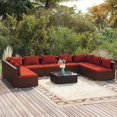 thumbnail image 1 of vidaXL 10 Piece Garden Lounge Set with Cushions Poly Rattan Brown, 1 of 5