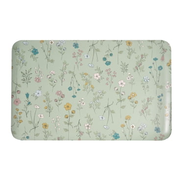 Beautiful Home by Drew Barrymore Printed Botanical Comfort Mat, Smoke Grey, 32"W x 20"L