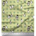 thumbnail image 1 of Soimoi polyester Crepe Fabric Dot & Penguin Ocean Print Fabric by the Yard 52 Inch Wide, 1 of 1