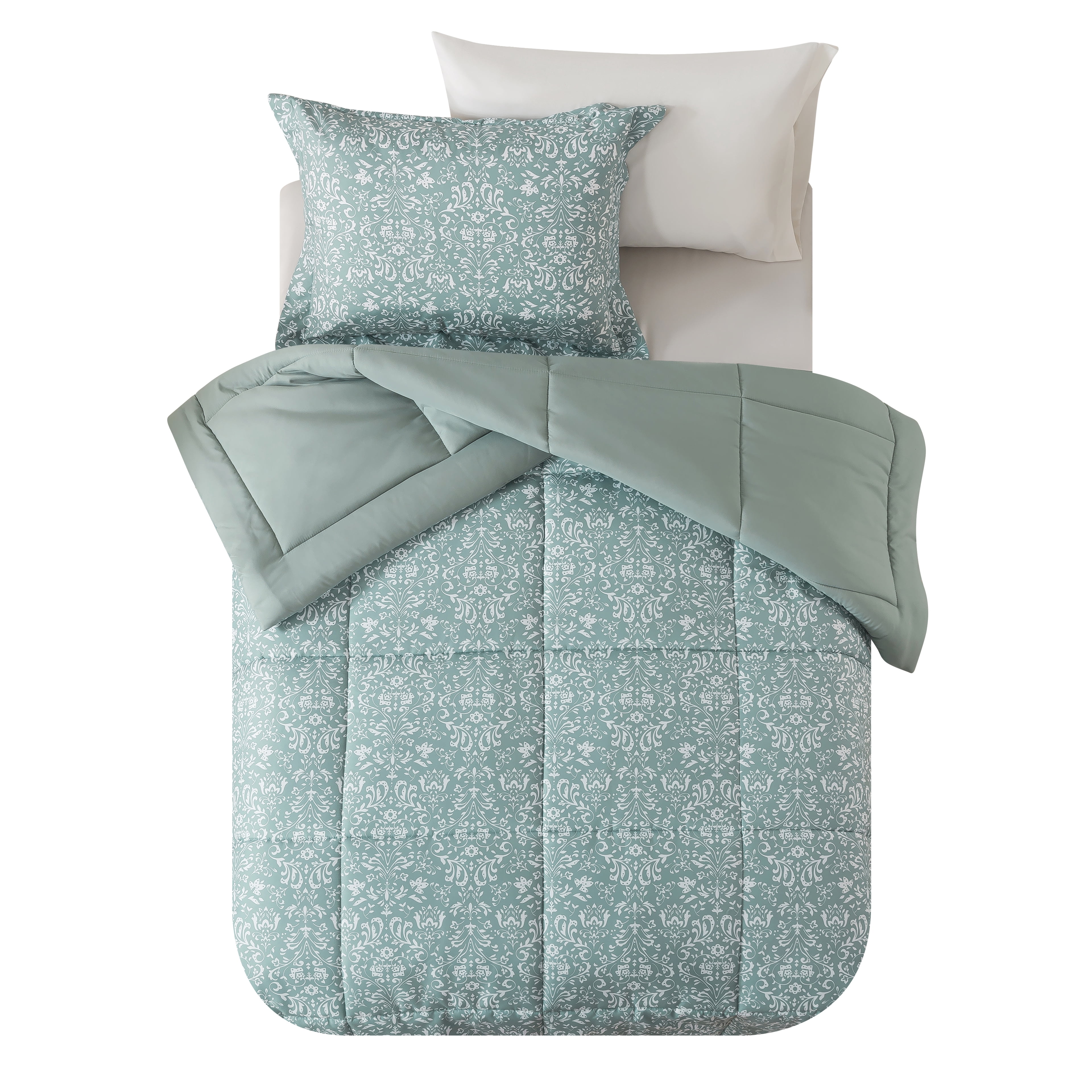 Mainstays – Ensemble de literie 7 pièces avec couette réversible et draps, double, motif Cabana Stripe