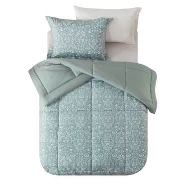 Mainstays – Ensemble de literie 5 pièces avec couette réversible et draps, Twin XL, motif floral vert